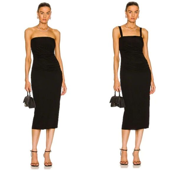 Helmut Lang Twist Dress Midi Dress Basal Black - Picture 1 of 8